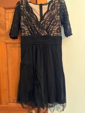 AYR Black Lace-Detail Midi Dress